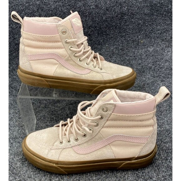 Vans SK8-Hi Suede Canvas Sneaker Gum Sole Pink White Men's 6.5 Women's 8 - Picture 12 of 13